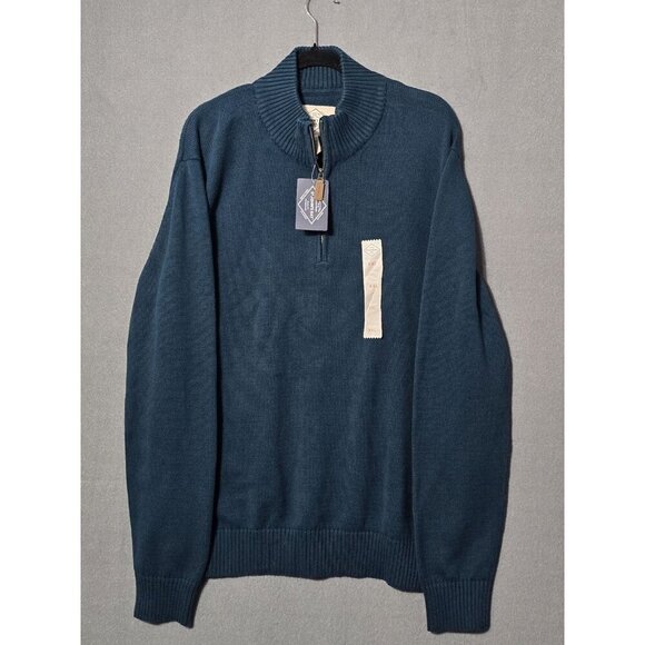 St John's Bay Men's Quarter Zip Teal Pullover Sweater Size XXL NWT - Picture 1 of 7